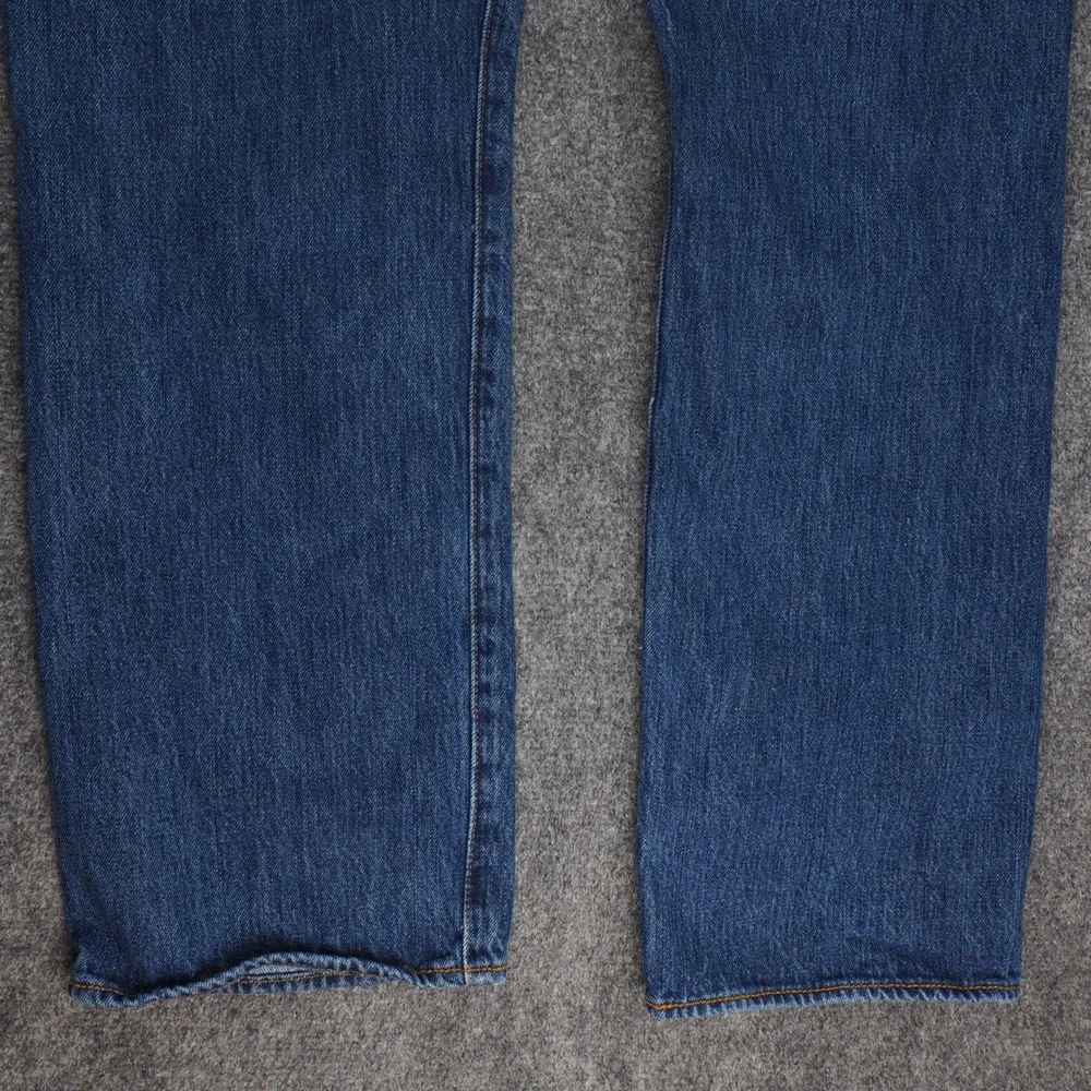 Levi's 501 Jeans Mens 36x32 Blue Solid Straight Leg Button Fly Classic Denim